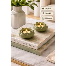 Aksesuar Kuşu 2 Adet Lotus Mumluk Pinterest Lotus Şık Tasarımlı Tealight Mumluk Ev Dekorasyon Ürünü - Vernikli (Mumlar Hariç)