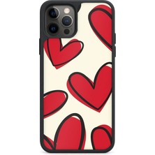 BG AKSESUAR iPhone 12 Pro Uyumlu Kırmızıkalp Desenli Kamera Korumalı Darbelere Dayanıklı Kılıf