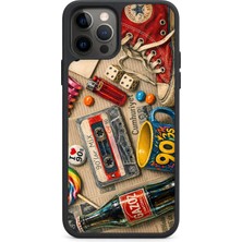 BG AKSESUAR iPhone 12 Pro Uyumlu Doksanlar Desenli Kamera Korumalı Darbelere Dayanıklı Kılıf