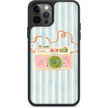 BG AKSESUAR iPhone 12 Pro Uyumlu Canon Desenli Kamera Korumalı Darbelere Dayanıklı Kılıf