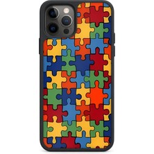 BG AKSESUAR iPhone 12 Pro Uyumlu Yapboz Desenli Kamera Korumalı Darbelere Dayanıklı Kılıf