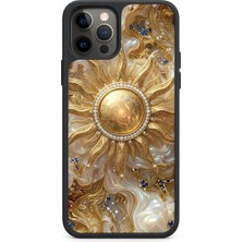 BG AKSESUAR iPhone 12 Pro Uyumlu Gold Desenli Kamera Korumalı Darbelere Dayanıklı Kılıf