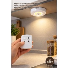 Yenilig 10 Adet Uzaktan Kumandalı Yapışkanlı 3'lü LED Spot Lamba – Yapışkan Bantlı Dokunmatik Panel, Pil Ile Çalışan Acil Işık, Kamp ve Ev Için Remote Light