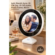 Yenilig 1 Adet Sihirli Ayna Fotoğraf Çerçevesi – Işıklı Standlı Ayna, 20 cm Çap, 25 cm Ayaklı, Photo Frame, Mirror