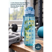 Yenilig 1 Adet Motivasyon Su Matarası – 1 Litre Zaman Işaretli Matara, Çıkartma Hediyeli Spor ve Günlük Water Bottle