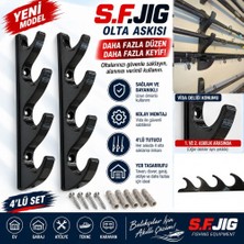 S.F. Jig Duvar Tipi Olta Askısı 4 Yuvalı 2’li Set – Siyah Kamış Tutucu ve Düzenleyici
