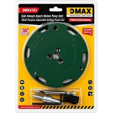 Dmax Ayarlı Daire Delme Panç Seti 50-130 mm 3 Bıçaklı Çok Amaçlı Delik Açma Aparatı Ahşap Alçıpan Pvc Plastik Kesme Seti
