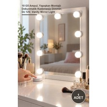 Yenilig 1 Adet Makyaj Aynası Aydınlatma Kiti – 10 G5 Ampul, Yapışkan Montajlı Dokunmatik Kademesiz Dimmer, Dc 12V, Vanity Mirror Light