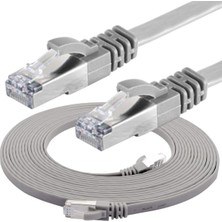 Irenıs Cat7 Yassı Ftp Ethernet Network Lan Internet Kablosu, Gri 2 Metre