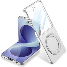 Zore Galaxy Z Flip 8 Kılıf M-Safe Şarj Özellikli Srgl Kıpta Yüzüklü Kamera Korumalı Kılıf