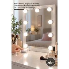 Yenilig 4 Adet Makyaj Aynası Aydınlatma Kiti – 10 G5 Ampul, Yapışkan Montajlı Dokunmatik Kademesiz Dimmer, Dc 12V, Vanity Mirror Light