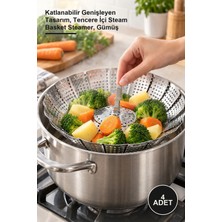 Yenilig 4 Adet Paslanmaz Çelik Buharda Pişirme Sepeti – Katlanabilir Genişleyen Tasarım, Tencere Içi Steam Basket Steamer, Gümüş