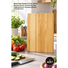 Yenilig 1 Adet Bambu Kesim Panosu – Metal Saplı Mutfak Kesme Tahtası, Bambu Gövde, Paslanmaz Sap, Cutting Board, Chopping Board