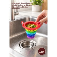 Yenilig 3 Adet Lavabo Süzgeci – 6 Kademeli Renkli Tasarım, Lavabo ve Banyo Süzgeci, Süzgeç, Sink Strainer