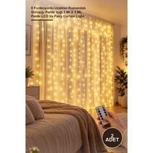 Yenilig 2 Adet Peri Perde LED – 8 Fonksiyonlu Uzaktan Kumandalı Günışığı Perde Işığı 3 mt x 3 Mt, Perde LED ve Fairy Curtain Light