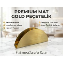 Lovyco Mat Gold Metal Peçetelik - Yarım Ay Tasarım Paslanmaz Çelik Masa Üstü Sunum Peçeteliği"