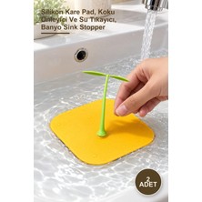 Yenilig 2 Adet Dekoratif Lavabo Gider Kapatıcı – Silikon Kare Pad, Koku Önleyici ve Su Tıkayıcı, Banyo Sink Stopper