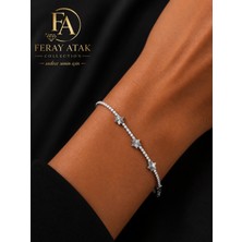 Feray Atak Collection Yıldız Detaylı Silver Bileklik