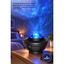 Yenilig 5 Adet Galaxy Cover Multifonksiyon Projektör – 10 Modlu Bluetooth Hoparlörlü Sesle Senkronize Işıklandırma, Taşınabilir Ambiyans Projector