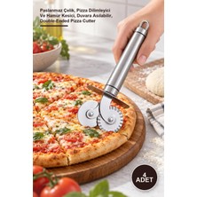 Yenilig 4 Adet Çift Başlıklı Pizza Hamur Bıçağı – Paslanmaz Çelik, Pizza Dilimleyici ve Hamur Kesici, Duvara Asılabilir, Double-Ended Pizza Cutter