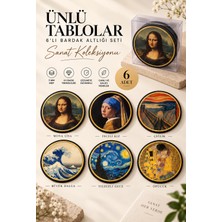 NC Puzzles Ünlü Tablolar 6'lı Ahşap Mdf Bardak Altlığı Seti – 10 Cm, Sanat Koleksiyonu