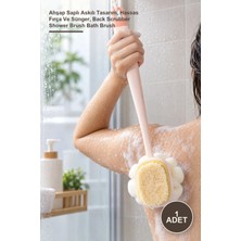 Yenilig 1 Adet Çift Taraflı Banyo Duş Fırçası – Ahşap Saplı Askılı Tasarım, Hassas Fırça ve Sünger, Back Scrubber Shower Brush Bath Brush