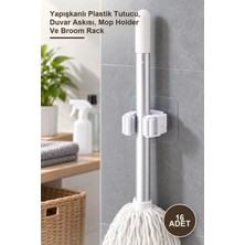 Yenilig 16 Adet Duvara Monte Mop ve Paspas Tutucu – Yapışkanlı Plastik Tutucu, Duvar Askısı, Mop Holder ve Broom Rack
