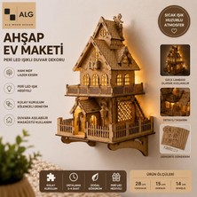 Ahşap Ev Maketi Duvar Dekoru 90 Parça – Peri LED Işıklı Dıy Duvara Asılabilir Ev Modeli