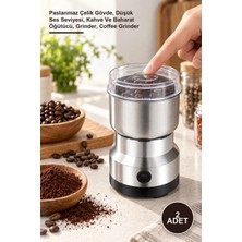 Yenilig 2 Adet Mini Elektrikli Kahve Öğütücü – Paslanmaz Çelik Gövde, Düşük Ses Seviyesi, Kahve ve Baharat Öğütücü, Grinder, Coffee Grinder