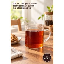 Yenilig 5 Adet Cam Kupa – 200 ml Cam Şeffaf Kulplu Sıcak Içecek ve Sunum Için Glass Mug Cup