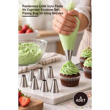 Yenilig 4 Adet Krema Sıkma Seti – Paslanmaz Çelik Uçlu Pasta ve Cupcake Süsleme Seti, Piping Bag ve Icing Nozzles