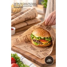Yenilig 100 Adet Vintage Gazete Desenli Sunum Kağıdı – Yağlı Kağıt, Retro Tasarım, Gıda Temasına Uygun Sunum ve Paketleme, Kafe Restoran, Sandwich Wrap Greaseproof Paper