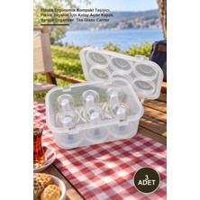 Yenilig 3 Adet Çay Bardağı Taşıma Kutusu – Plastik Ergonomik Kompakt Taşıyıcı, Piknik Seyahat Için Kolay Açılır Kapak, Bardak Organizer, Tea Glass Carrier