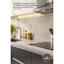Yenilig 4 Adet Pvc Karo – Kendinden Yapışkanlı 30X30 cm Mutfak Arası Karışık Model Self-Adhesive Sticker Tile