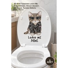 Yenilig 5 Adet Klozet Etiketi – 3D Kedi Tasarımlı Leave Me Alone Sticker, Klozet Stickerı, Wc Decal, Tuvalet Dekoru