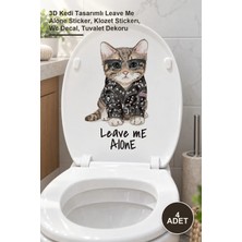 Yenilig 4 Adet Klozet Etiketi – 3D Kedi Tasarımlı Leave Me Alone Sticker, Klozet Stickerı, Wc Decal, Tuvalet Dekoru