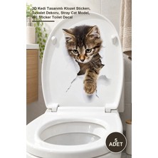 Yenilig 5 Adet Klozet Etiketi – 3D Kedi Tasarımlı Klozet Stickerı, Tuvalet Dekoru, Stray Cat Model, Wc Sticker Toilet Decal