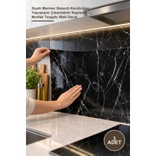 Yenilig 3 Adet Alüminyum Plastik Duvar Sticker – Siyah Mermer Desenli Kendinden Yapışkanlı Çıkarılabilir Kaplama Mutfak Tezgahı Wall Decal