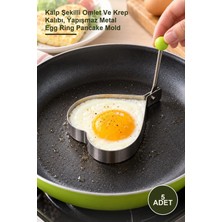 Yenilig 5 Adet Metal Kalp Omlet Krep Kalıbı – Kalp Şekilli Omlet ve Krep Kalıbı, Yapışmaz Metal Egg Ring Pancake Mold