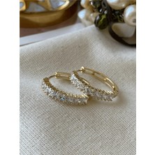 Feray Atak Collection Vıp 14K Kare Taşlı Halka Küpe