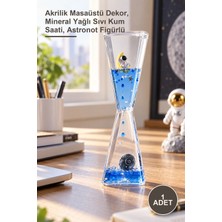 Yenilig 1 Adet Uzay Temalı Dökülen Yağ Kum Saati – Akrilik Masaüstü Dekor, Mineral Yağlı Sıvı Kum Saati, Astronot Figürlü