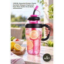 Yenilig 5 Adet Süzgeçli Su Matarası – 1200 ml Kapasiteli Entegre Pipetli, Ayrılabilir Süzgeçli, Ergonomik Saplı Water Bottle Straw Bottle