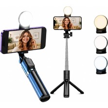 Yolans G4 LED Işıklı Selfie Çubuğu Tripod, 113 cm Uzayabilen Bluetooth Kumandalı Selfie Stick, 3 Işık Modlu Beyaz, Sarı, Gün Işığı, 360 Telefon Tripodu, Vlog Çekim Aparatı, Android ve Ios Uyumludur