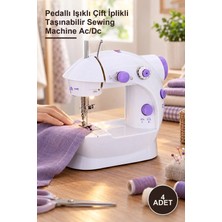 Yenilig 4 Adet Mini Ev Dikiş Makinesi – Pedallı Işıklı Çift Iplikli Taşınabilir Sewing Machine Ac/dc