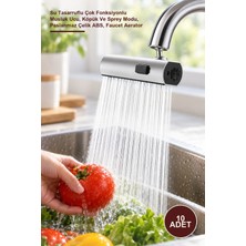 Yenilig 10 Adet 360 Derece Döner Musluk Başlığı – Su Tasarruflu Çok Fonksiyonlu Musluk Ucu, Köpük ve Sprey Modu, Paslanmaz Çelik Abs, Faucet Aerator
