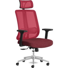 Spark Ofis Sandalyesi Baş Destekli Fileli Sırt Ergonomik Çalışma Koltuğu (Kırmızı)