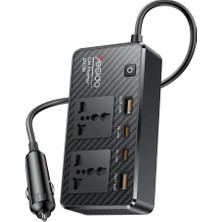 VC07 200W Araç Içi Invertör 220V Ac Güç Dönüştürücü, 2 Ac Priz, 2 Usb-A Qc3.0, 2 Usb-C Pd Hızlı Şarj, 12V Çakmak Girişli, 50 cm Kablolu Car Power Inve