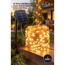 Yenilig 1 Adet Güneş Enerjili 200 LED Işık Şeridi – 20 Metre Dış Mekan Bahçe Teras Balkon Aydınlatması, Solar LED Strip