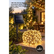 Yenilig 3 Adet Solar LED Gün Işığı – 12M 100 LED Dış Mekan Solar Aydınlatma, Bahçe Teras Balkon Dekor Işığı, Solar String Light