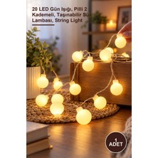 Yenilig 1 Adet Top LED Dekoratif Işık – 20 LED Gün Işığı, Pilli 2 Kademeli, Taşınabilir Süs Lambası, String Light